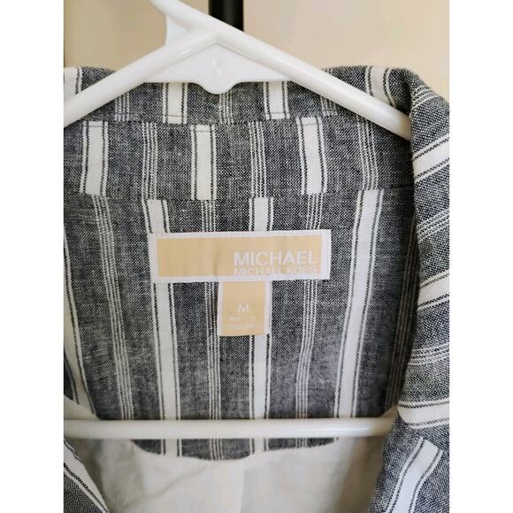 Gray And White Striped Linen Michael Kors Women's Blazer. Medium. Lightweight. - Picture 11 of 12